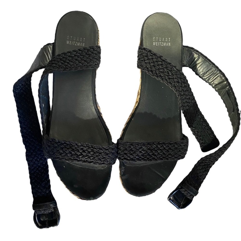 Stuart Weitzman, black and tan espadrilles size 10 - Picture 8 of 13